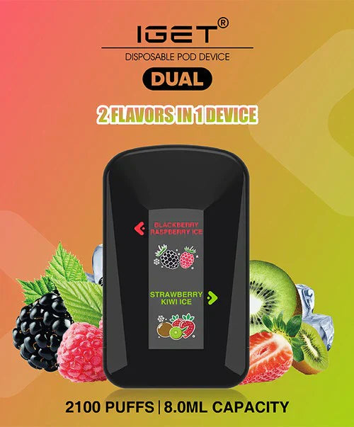 IGET Dual - Blackberry Raspberry Ice & Strawberry Kiwi Ice (2100 Puffs)
